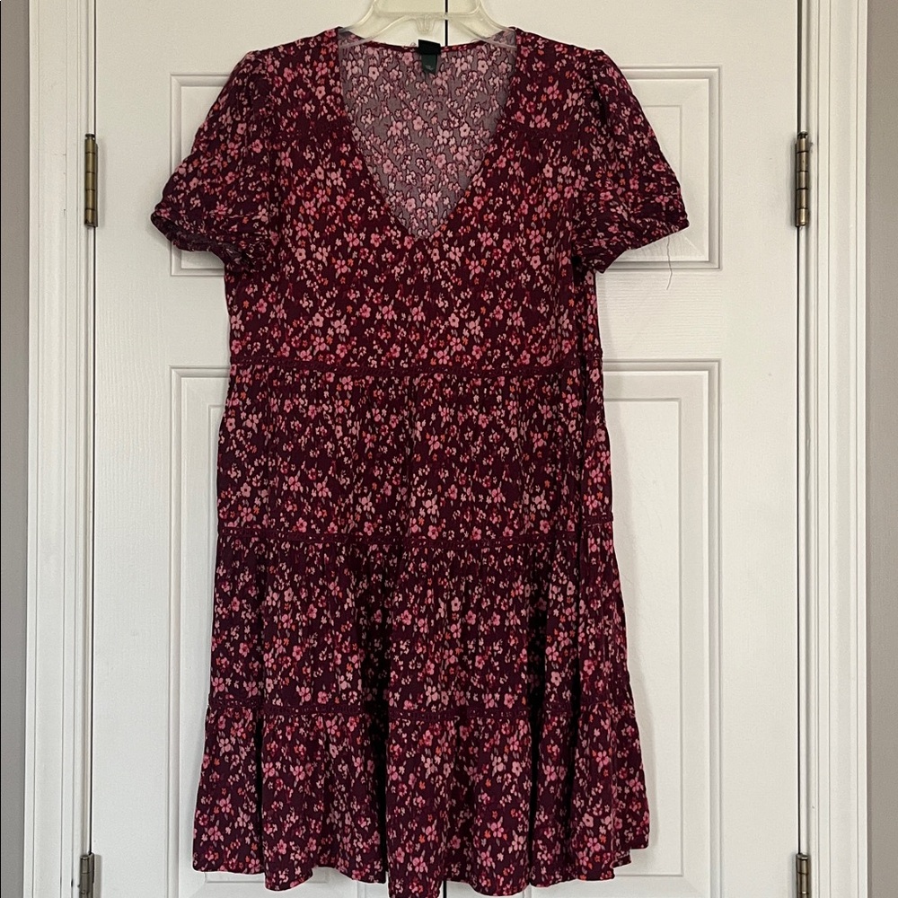 Wild Fable Floral Print Tiered Mini Dress size M